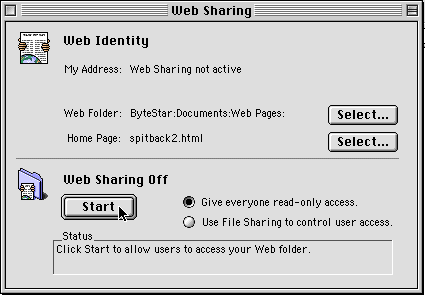 Web Sharing Control Panel